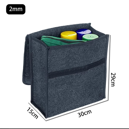 Dark Gray Felt Car Trunk Storage Box – Large Capacity Foldable Organizer with Soft Felt Material and Velcro Closure